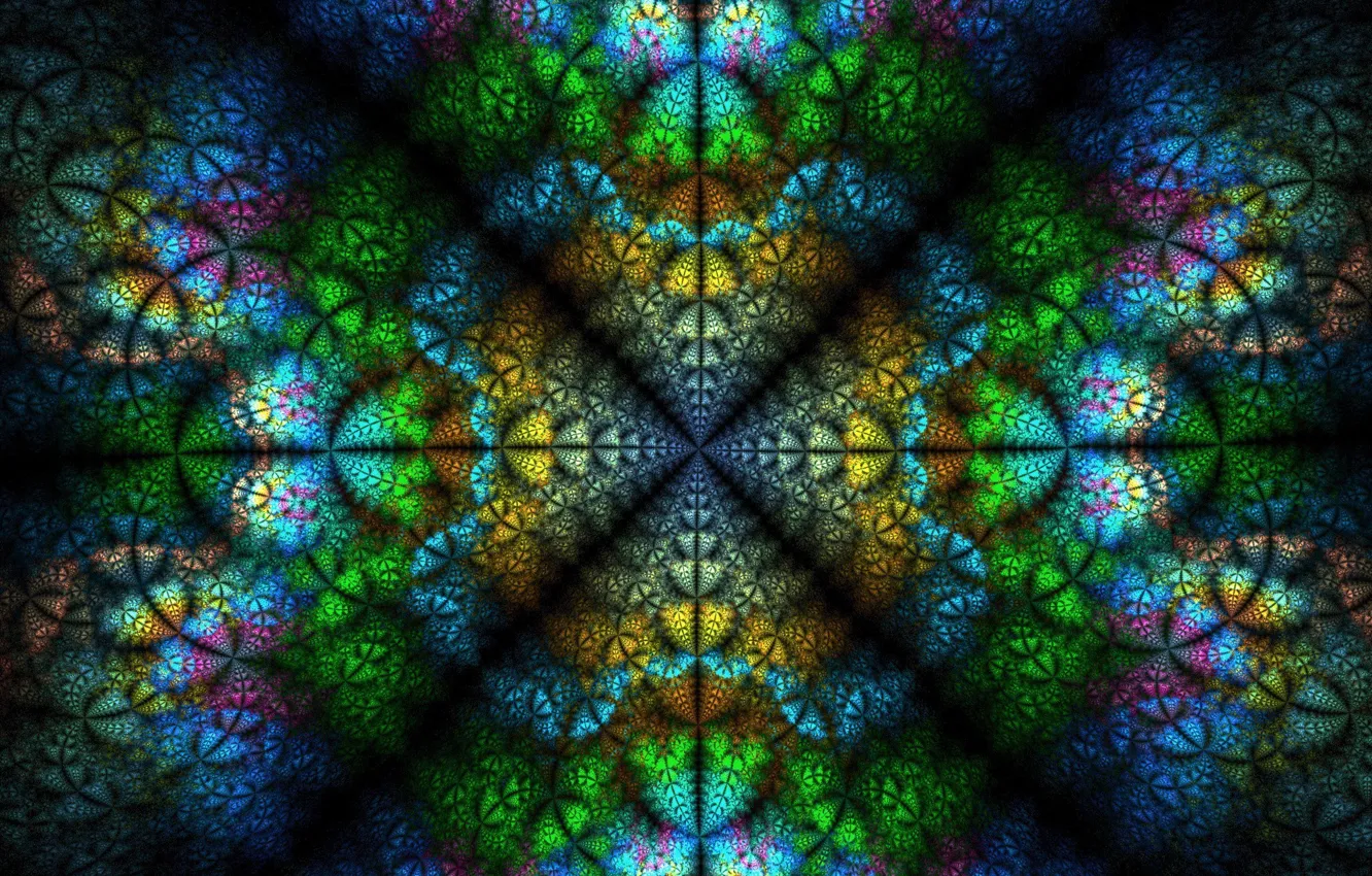 Photo wallpaper blue, yellow, green, background, texture, fractal, pink, symmetry