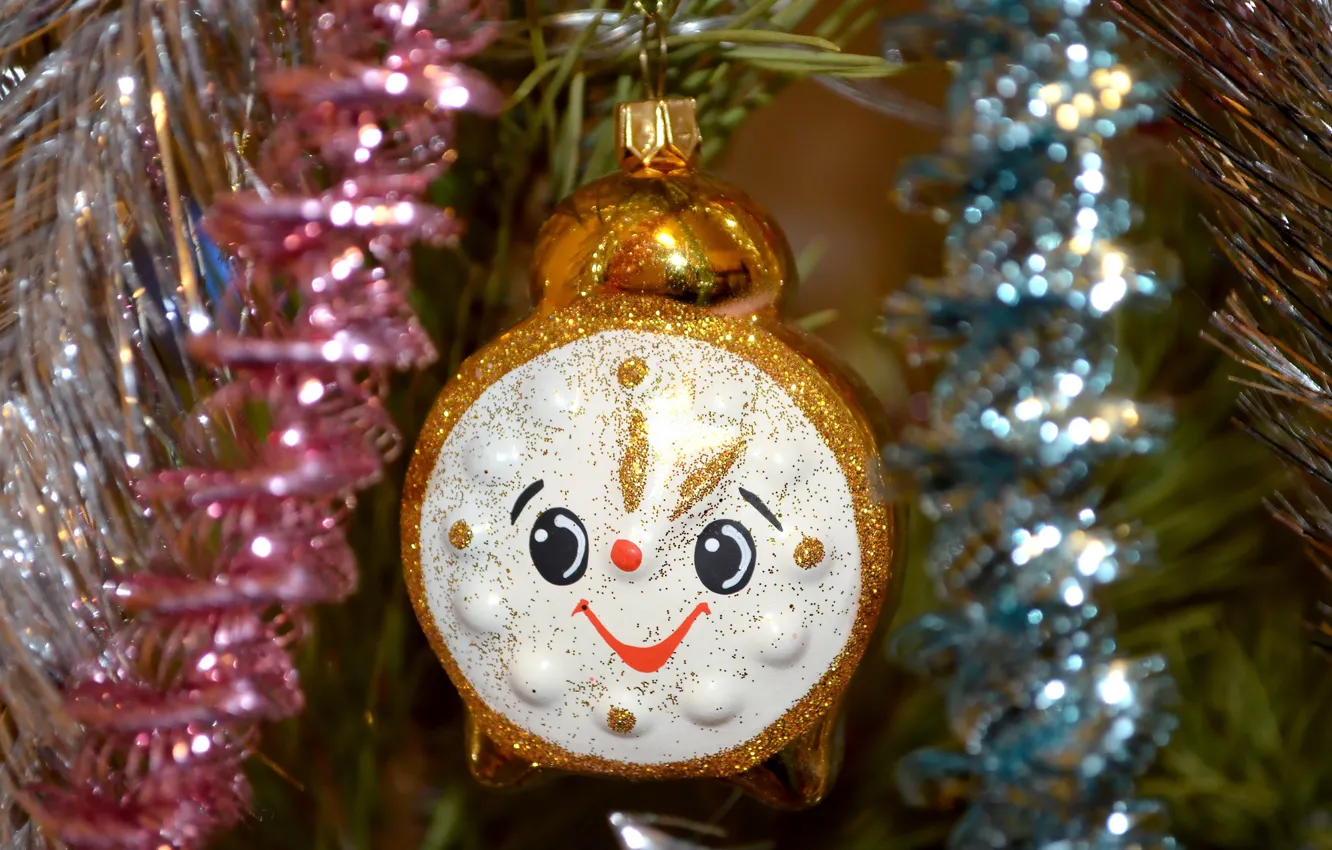 Photo wallpaper decoration, branches, smile, holiday, toy, Shine, watch, tree