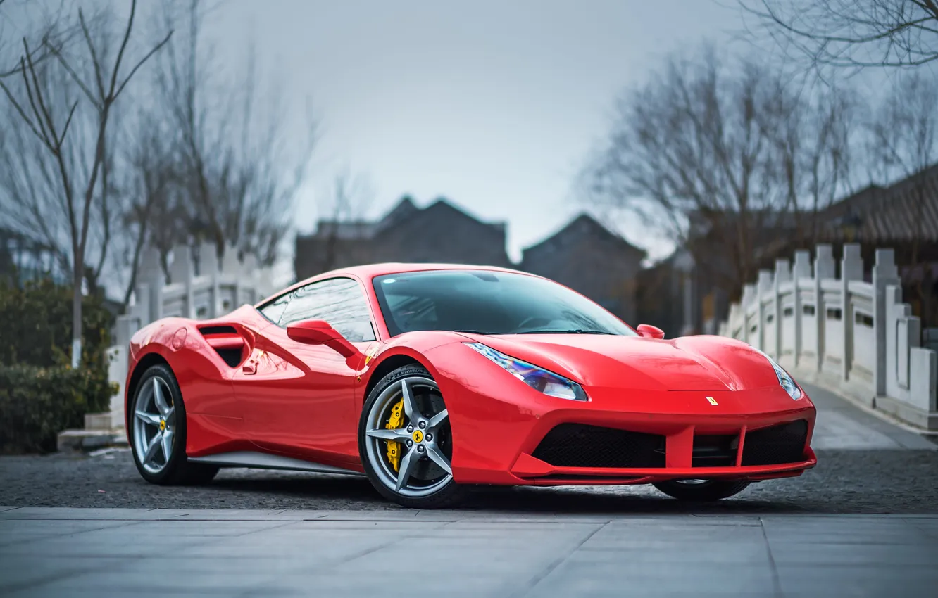 Photo wallpaper car, red, ferrari, front, china, luxury, italian, editorial
