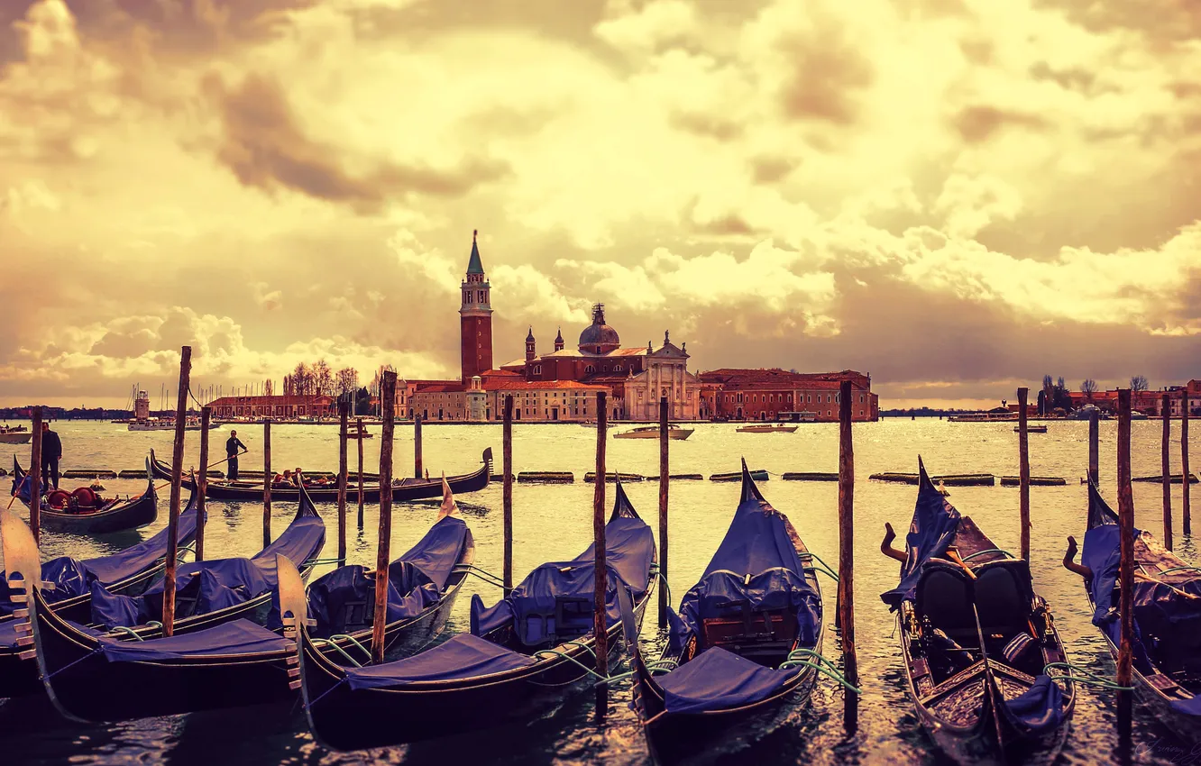 Photo wallpaper boat, Italy, Venice, channel, gondola