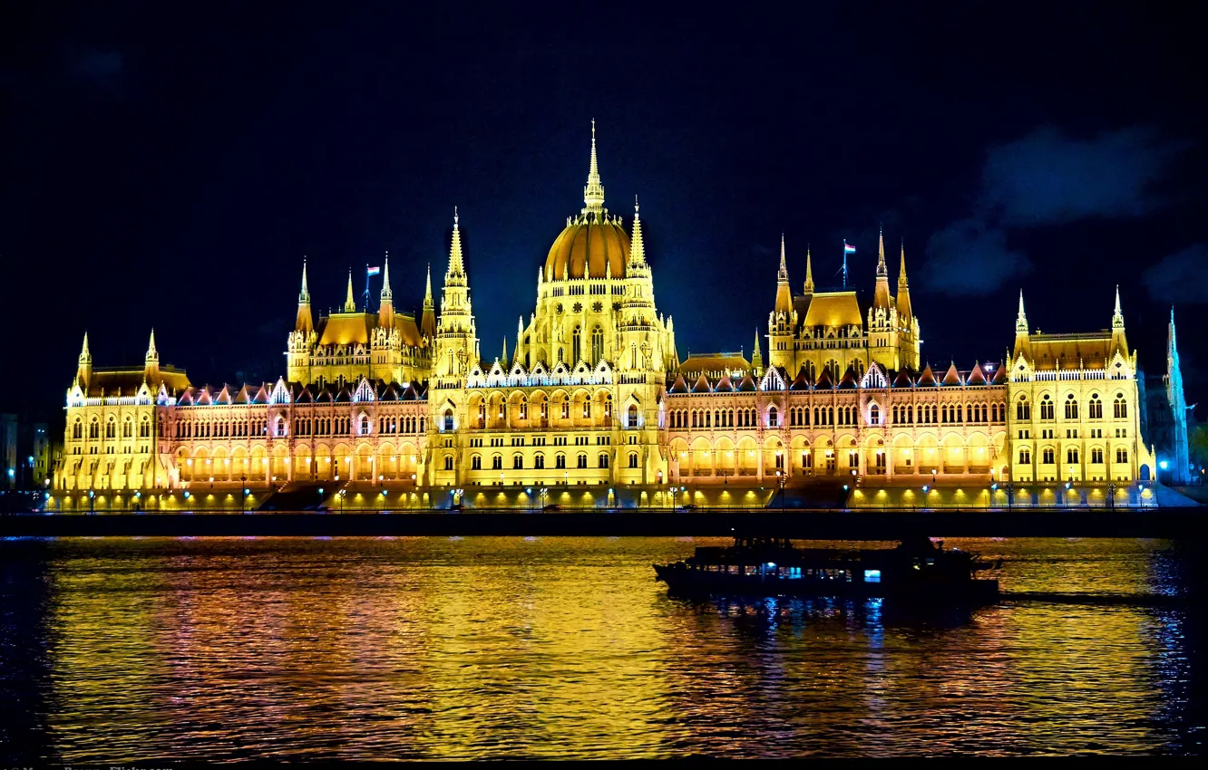 Photo wallpaper Night, night, Hungary, Hungary, Budapest, Budapest