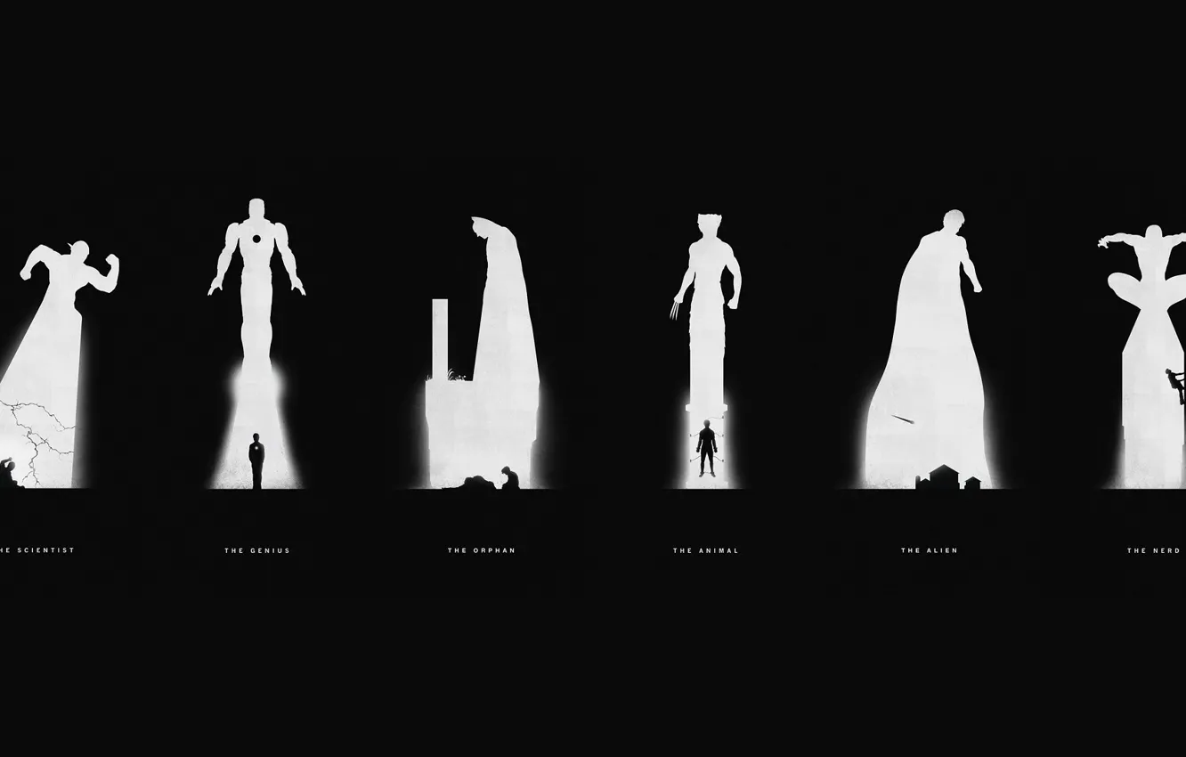 Photo wallpaper Batman, Superman, Wolverine, Iron man, Batman, Iron Man, spider-man, Man of Steel