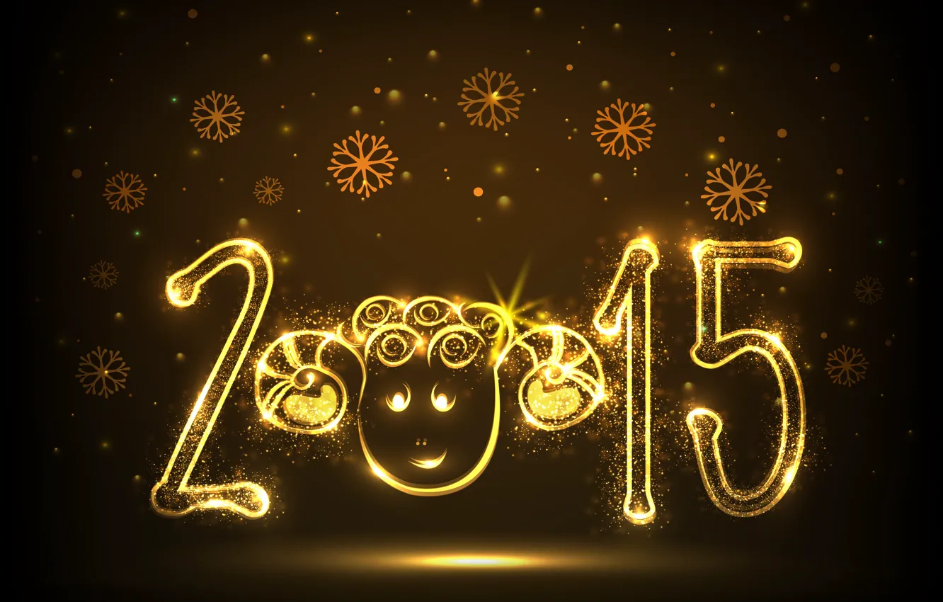 Photo wallpaper golden, New Year, Happy, Happy New Year, 2015