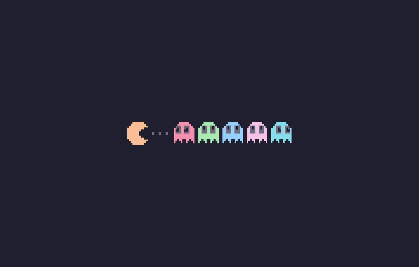 Photo wallpaper the dark background, Minimalism, The game, Pac Man, Game, Pacman