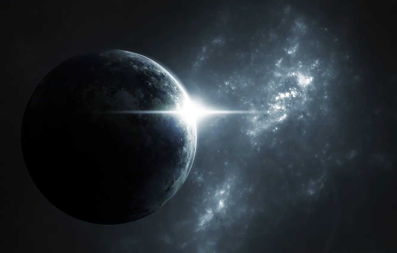 Photo wallpaper light, planet, sci fi