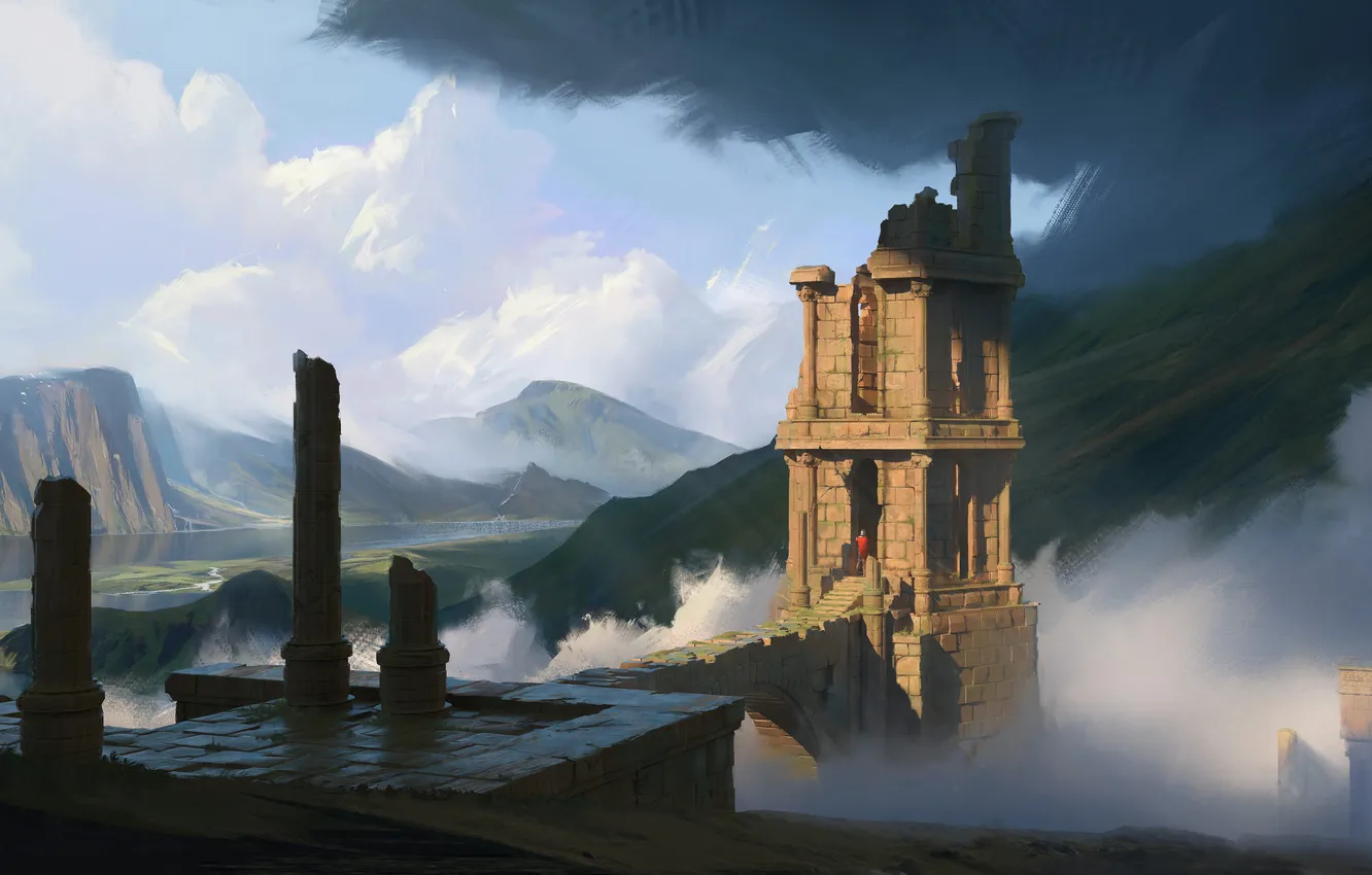 Photo wallpaper tower, bricks, ruins