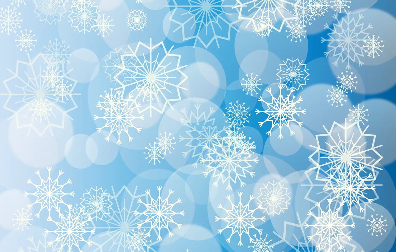 Photo wallpaper snowflakes, patterns, blue background