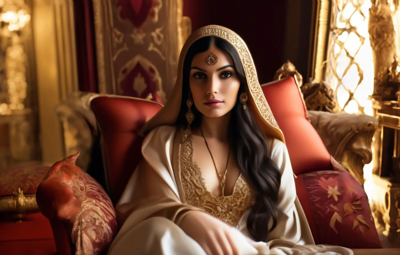 Photo wallpaper girl, interior, East, Princess, beautiful girl, Palace, Oriental girl, eastern princess