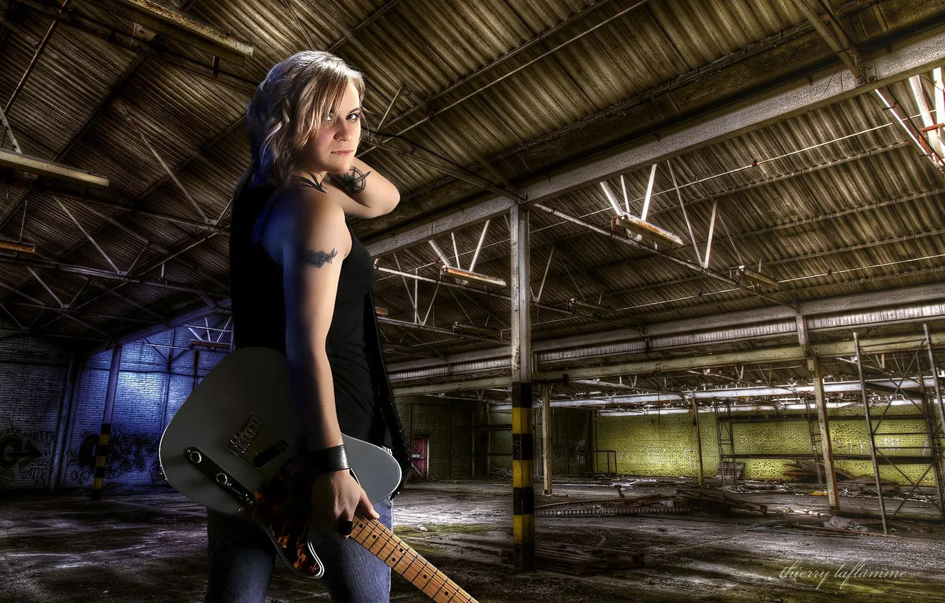 Photo wallpaper girl, music, guitar