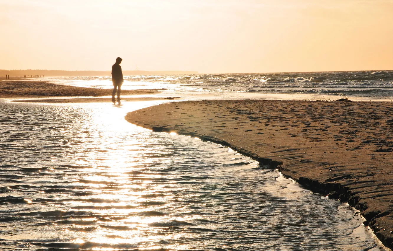 Photo wallpaper sea, mood, silhouette