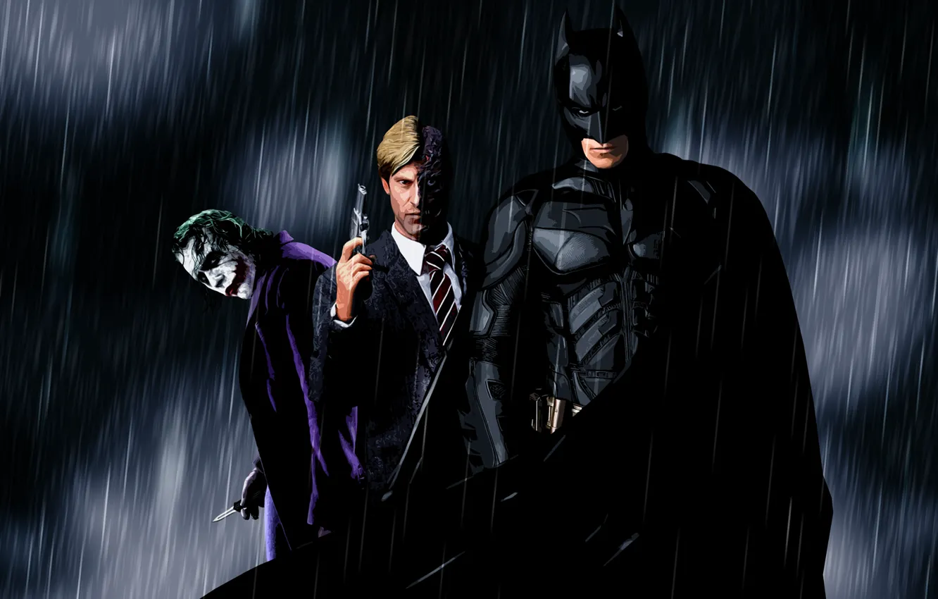 Photo wallpaper batman, Joker, black, Batman, knight