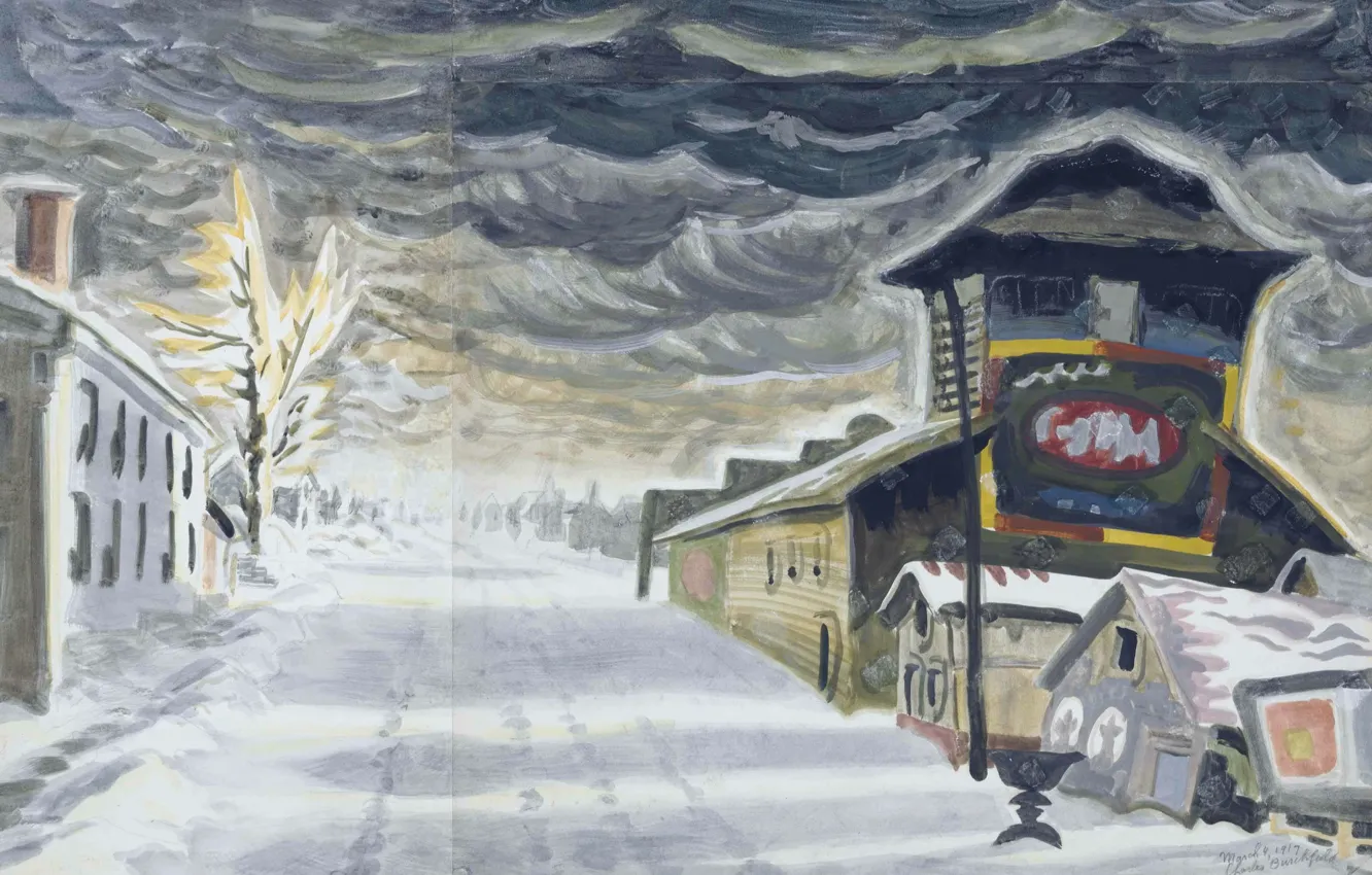 Photo wallpaper 1917, Charles Ephraim Burchfield, Clearing after a Snowstorm