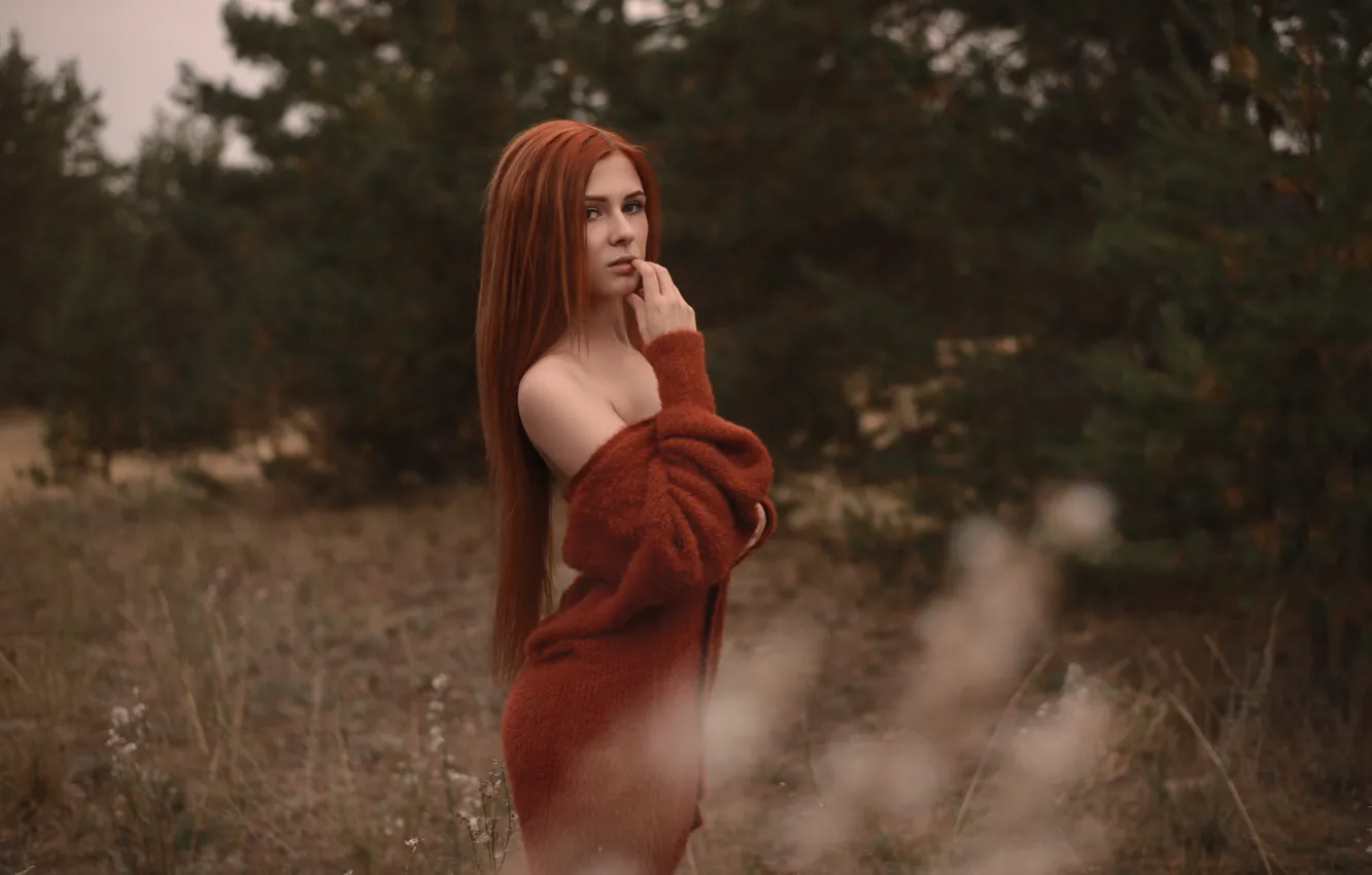 Photo wallpaper Girl, red, Oleg Ponomarev