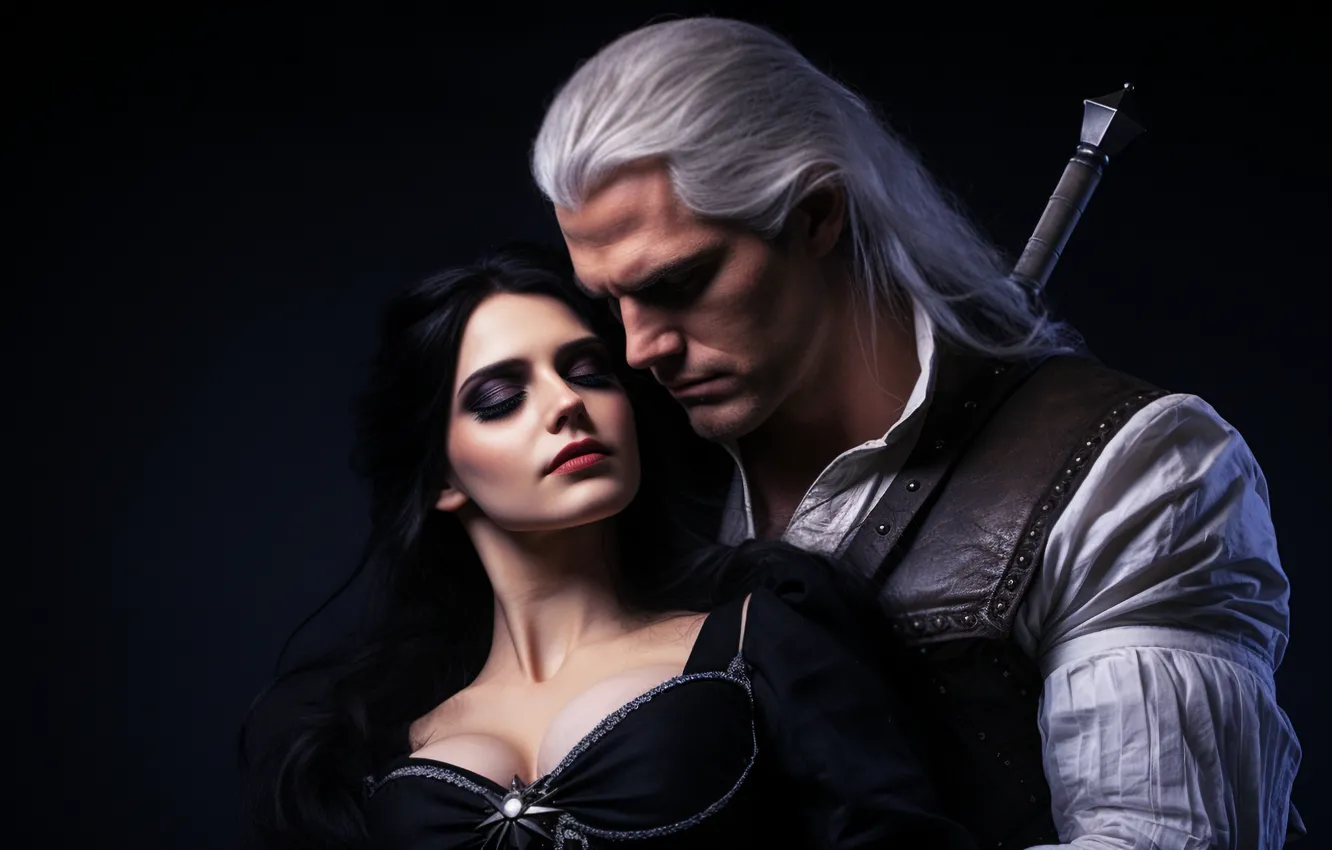 Photo wallpaper chest, girl, love, pose, makeup, dress, brunette, fantasy