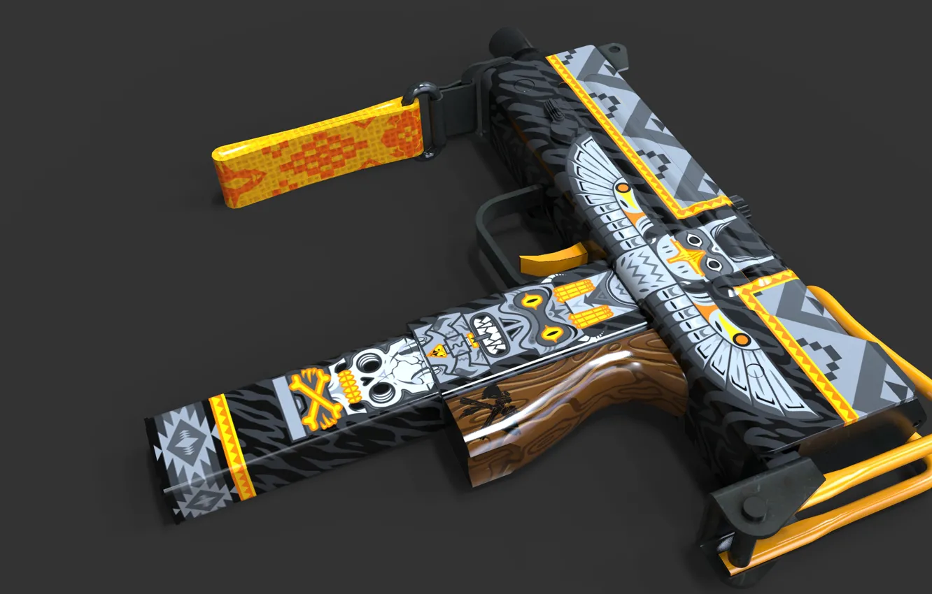 Photo wallpaper totem, paint, cs go, Workshop, custom paint job, totemac, MAC-10
