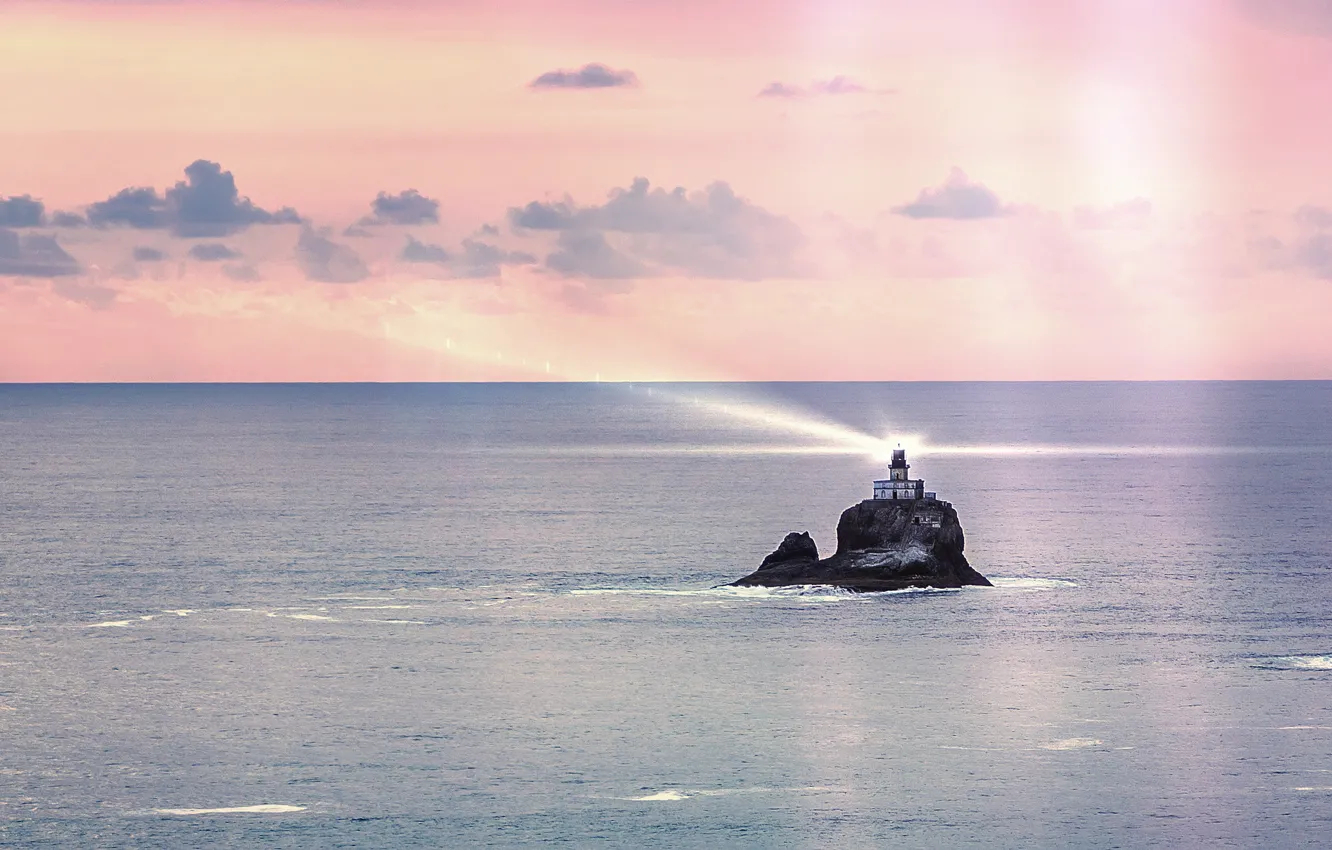 Photo wallpaper sea, clouds, light, lighthouse, bo0xvn