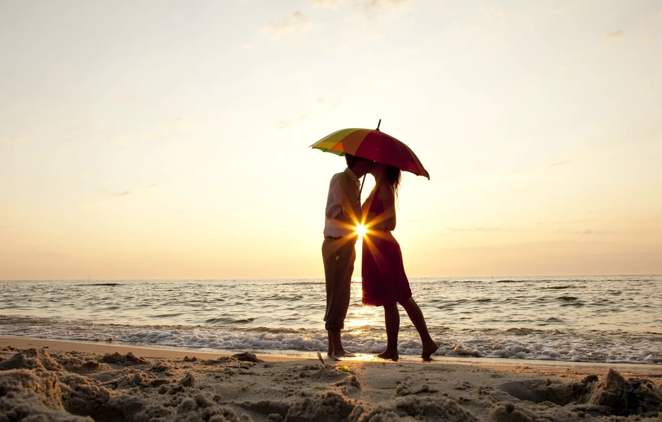 Photo wallpaper sand, sea, beach, summer, water, girl, love, river