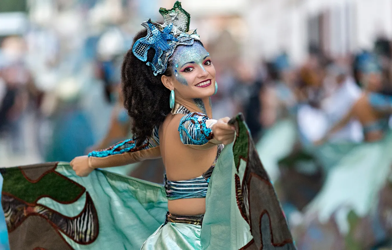 Photo wallpaper look, girl, style, makeup, costume, outfit, image, carnival