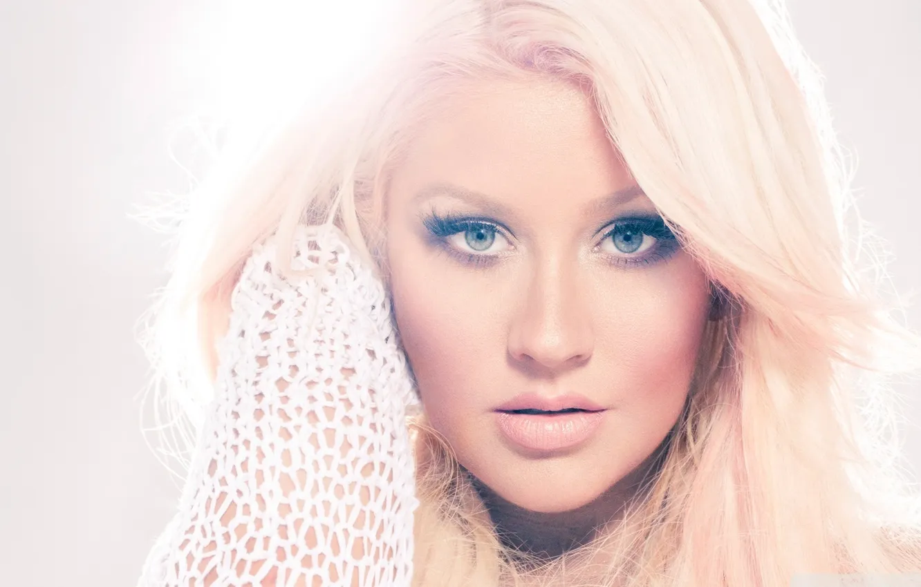 Photo wallpaper eyes, look, girl, blue, hair, makeup, blonde, singer