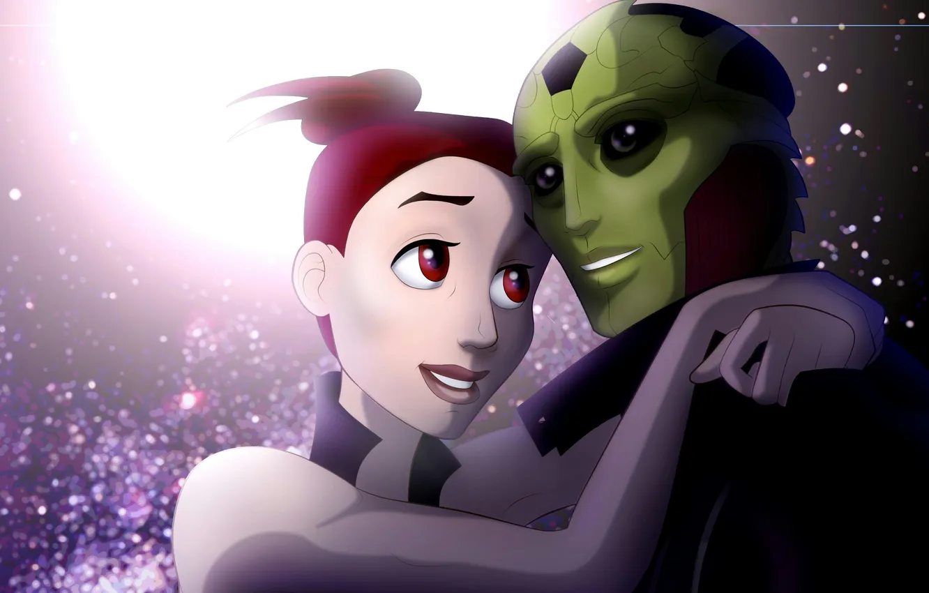 Photo wallpaper love, art, pair, mass effect