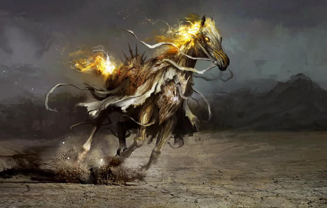 Photo wallpaper horse, art, plague, Daniel Kamarudin