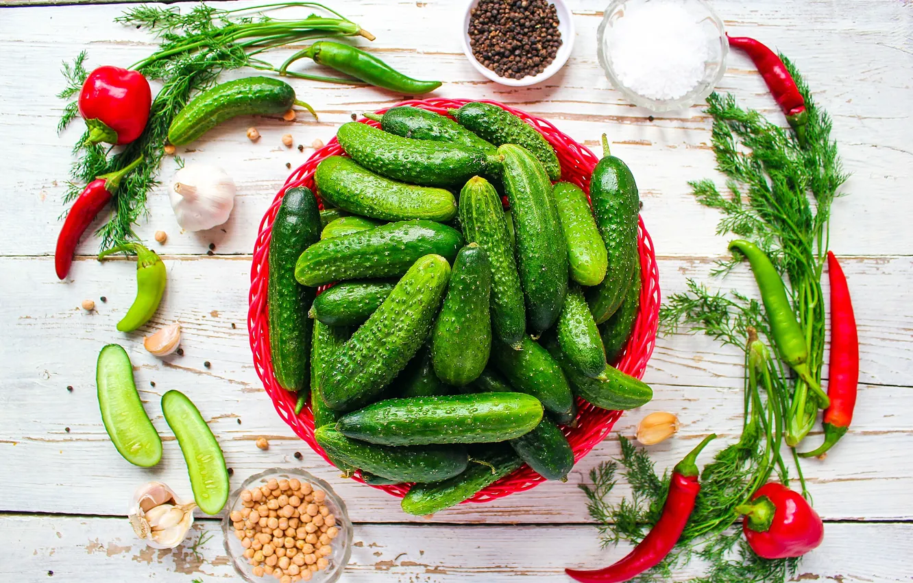 Photo wallpaper fresh, cucumbers, fruits