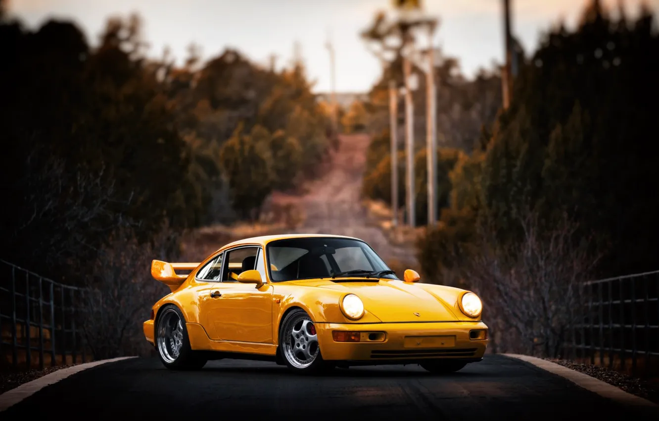 Photo wallpaper Auto, Yellow, 911, Porsche, Machine, Lights, Porsche 911, Carrera