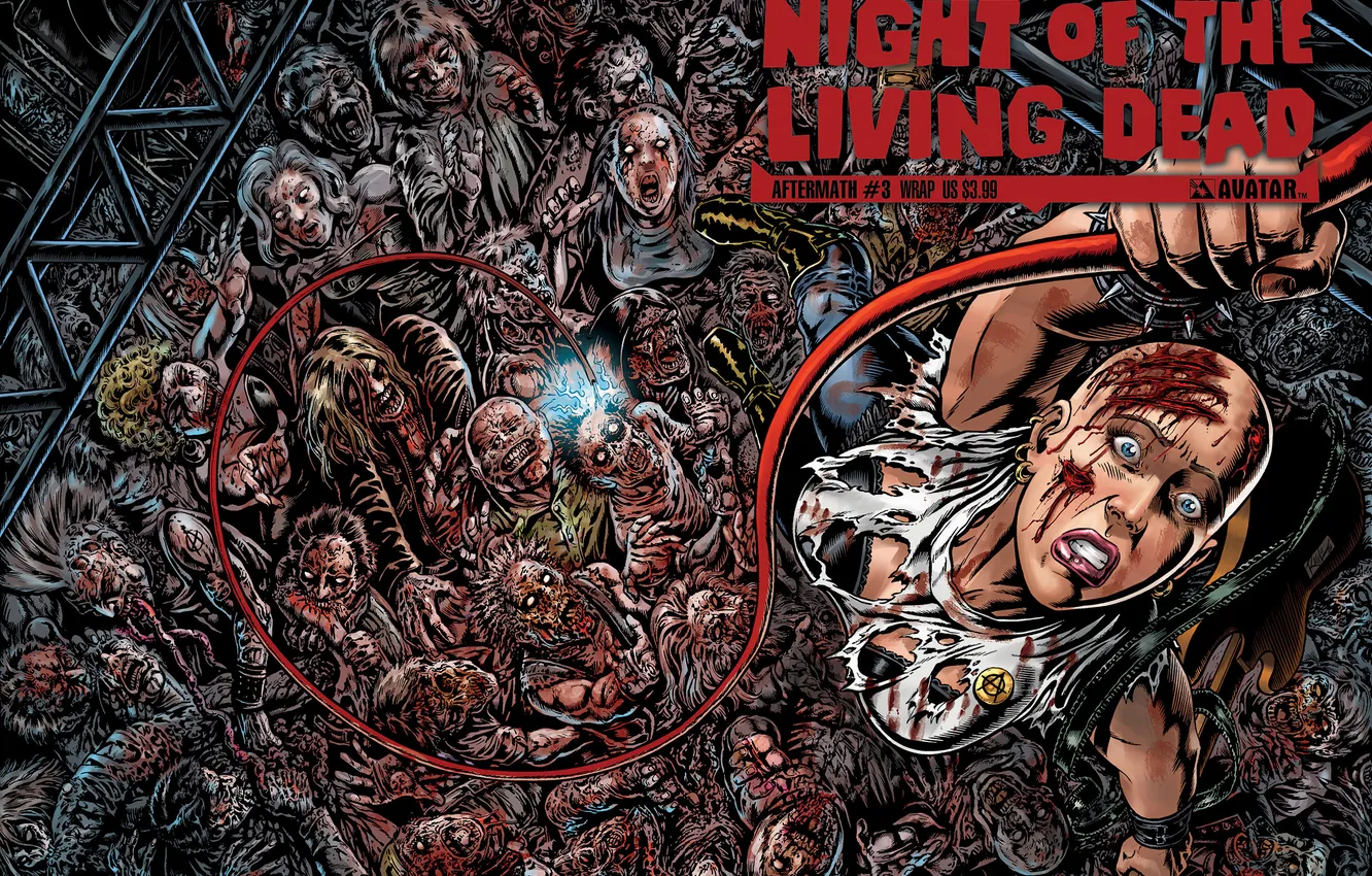 Photo wallpaper zombies, singer, heavy metal, comic, Night of the living dead, injuries, Cord, fear t-shirt