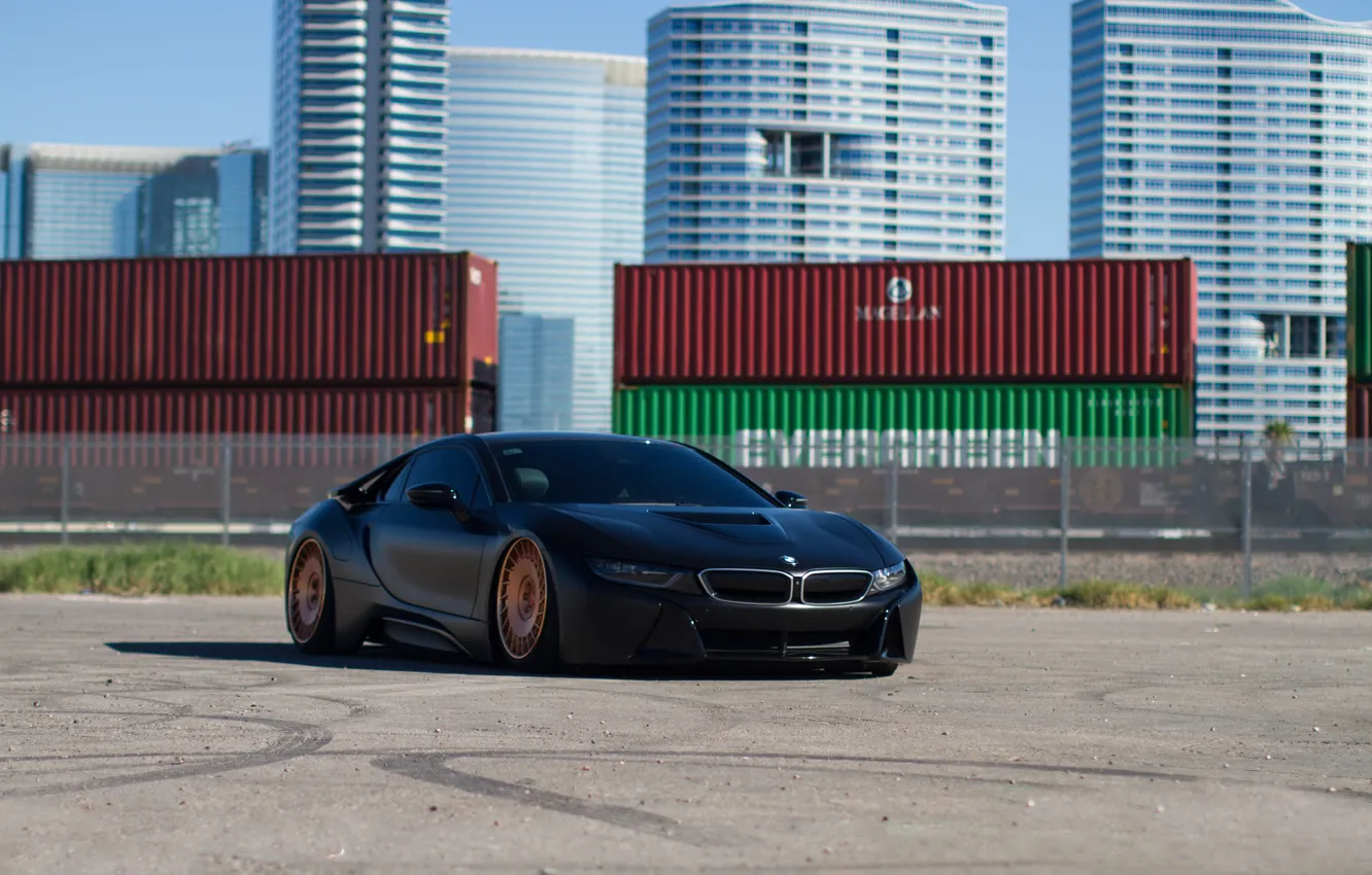 Photo wallpaper BMW, black, matte, containers