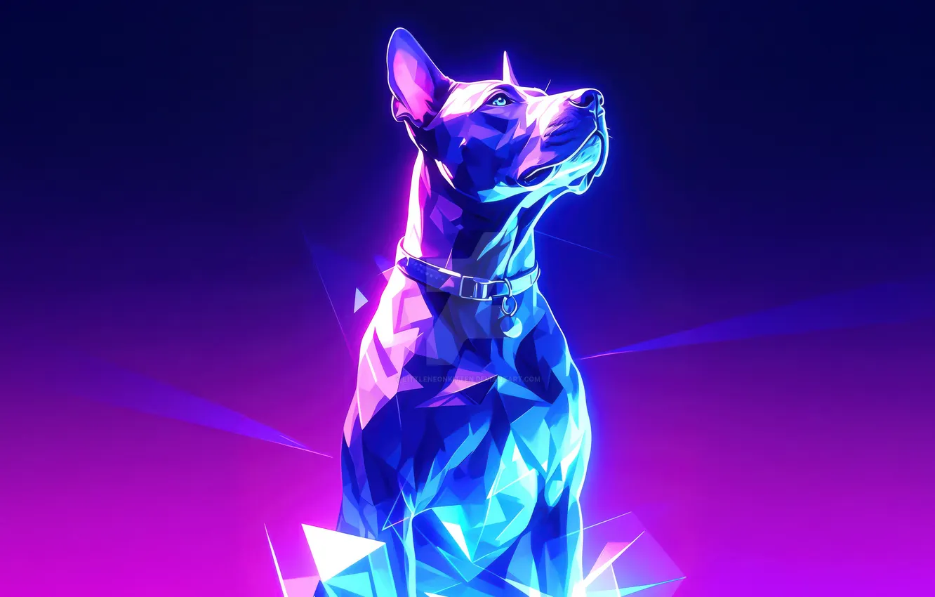 Photo wallpaper dog, Neon, Sentinel, Cyber