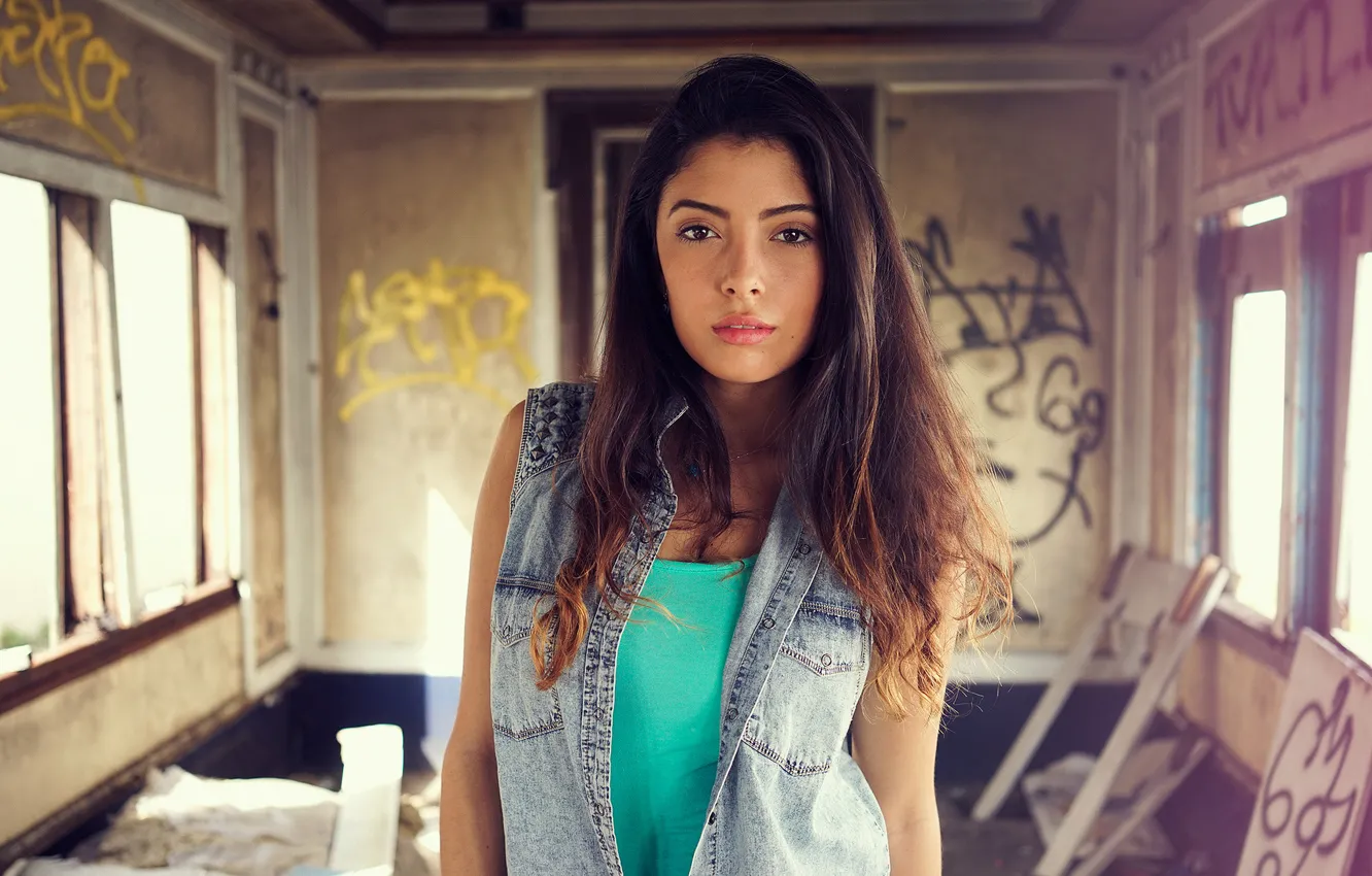 Photo wallpaper look, girl, brunette, Isabella D