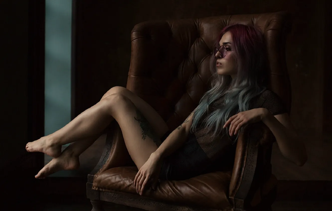 Photo wallpaper girl, portrait, glasses, Vyacheslav Shcherbakov