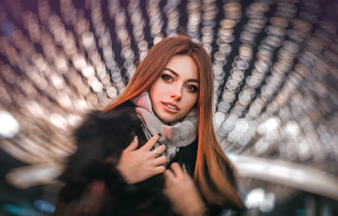 Photo wallpaper look, girl, smile, Anton Kharisov, Alice Andreyanova