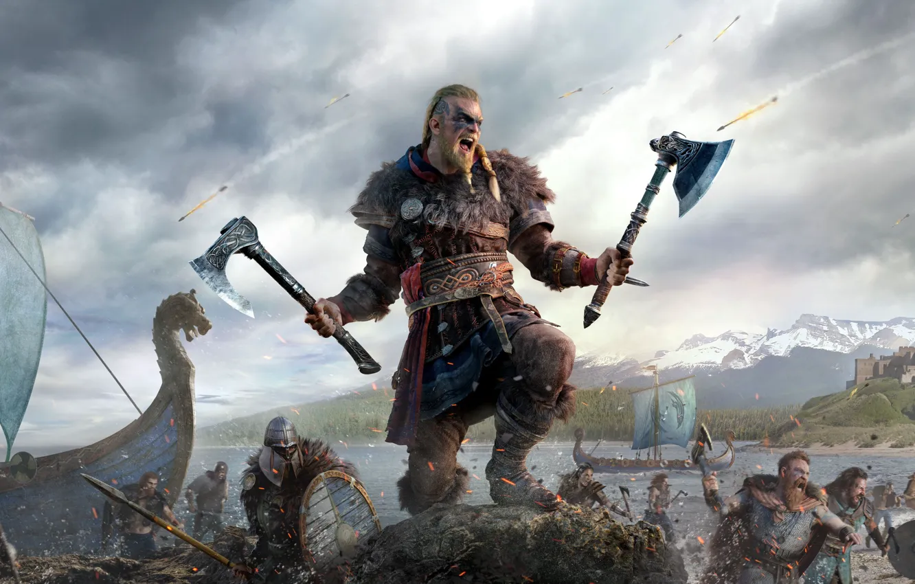 Photo wallpaper warrior, Assassin's Creed, The Vikings, Assassin's Creed Valhalla