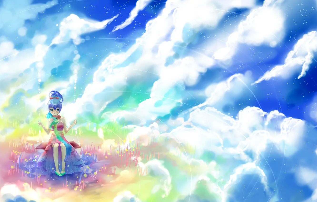 Photo wallpaper the sky, clouds, art, girl, Colors of the Sky