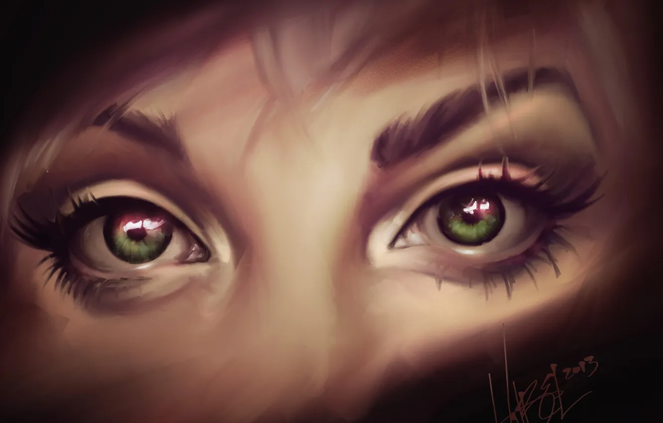 Photo wallpaper eyes, girl, eyelashes, art