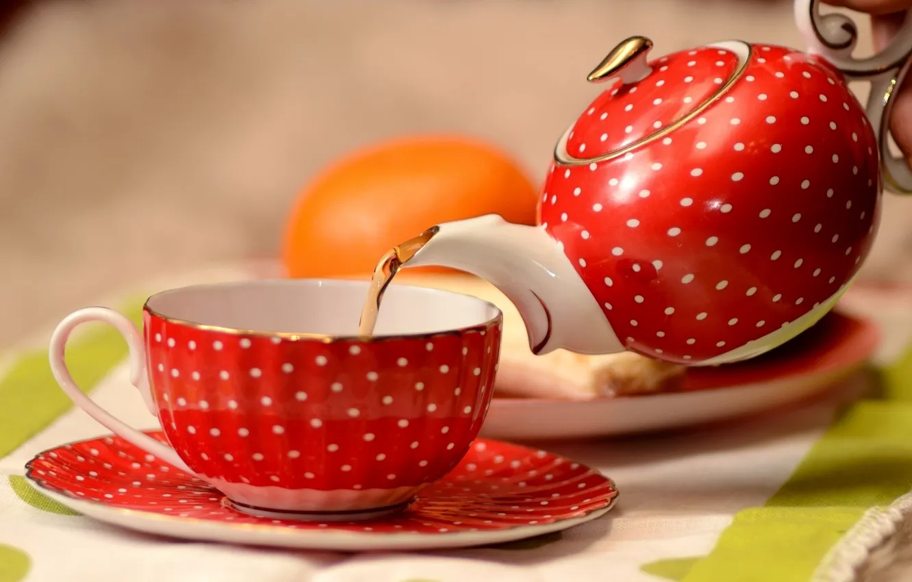 Photo wallpaper tea, Cup, saucer, teapot, the tea party.