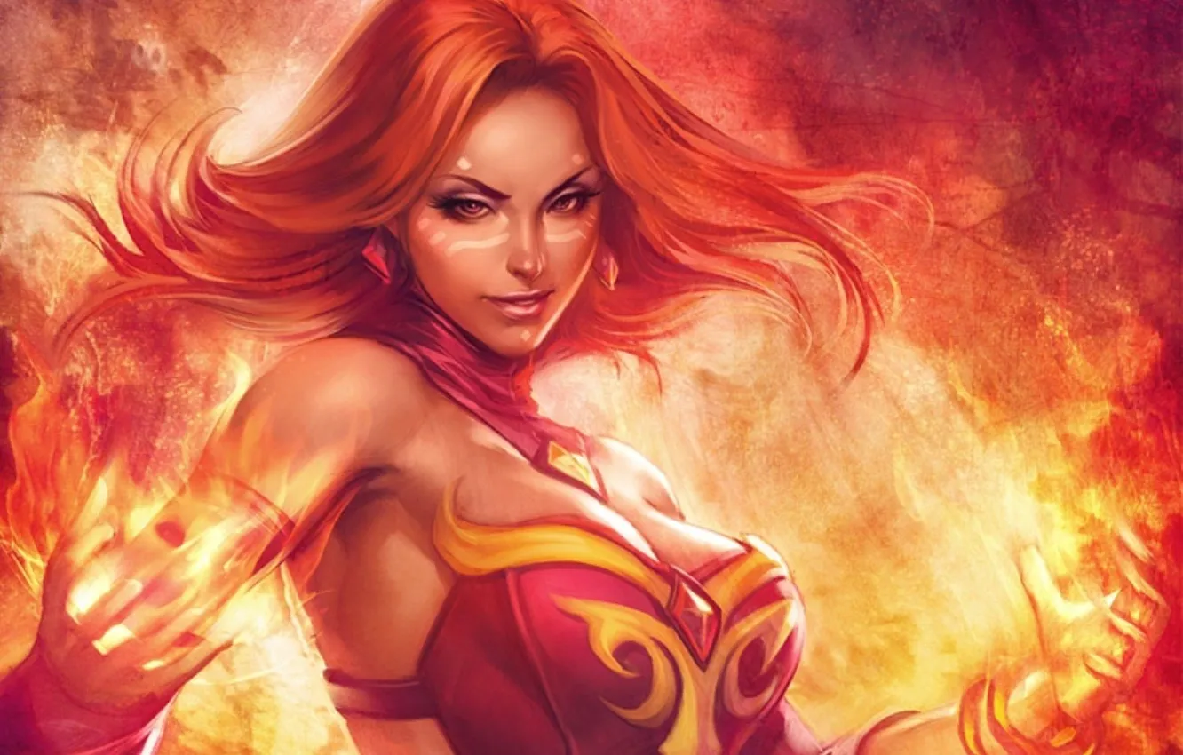 Photo wallpaper girl, the game, game, DotA 2, Defense of the Ancients, dota 2, Lina