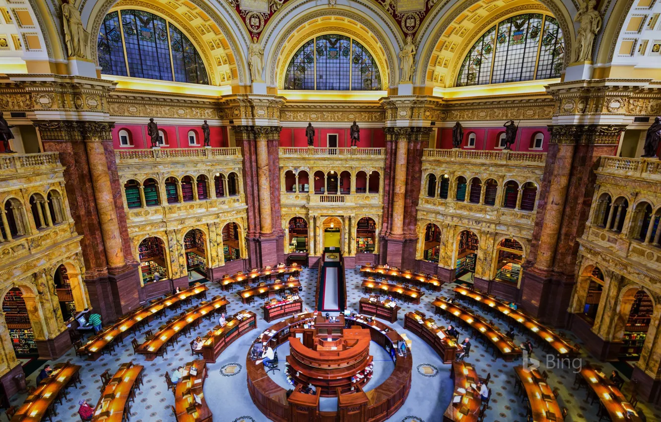 Photo wallpaper Washington, USA, DC, the library of Congress, the main reading room