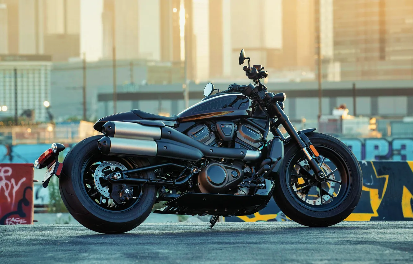 Photo wallpaper Harley Davidson, Chopper, road, custom, Motocycle