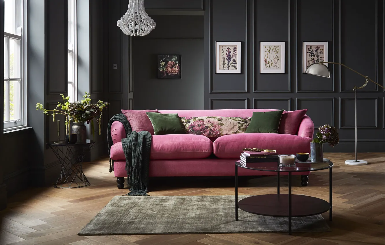 Photo wallpaper design, style, interior, sofa, living room