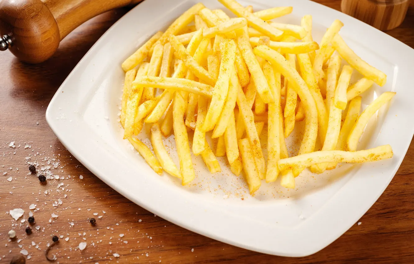Photo wallpaper fast food, spices, potatoes, French fries