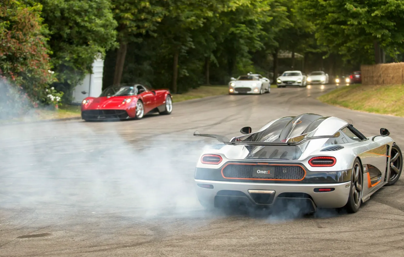 Photo wallpaper Koenigsegg, drift, supercar, smoke, power, spyker, burnout, Agera