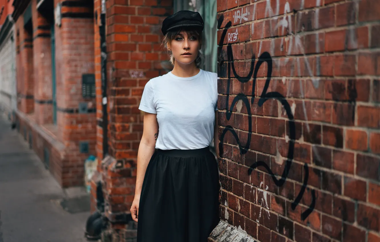 Photo wallpaper girl, street, Lexi Hu
