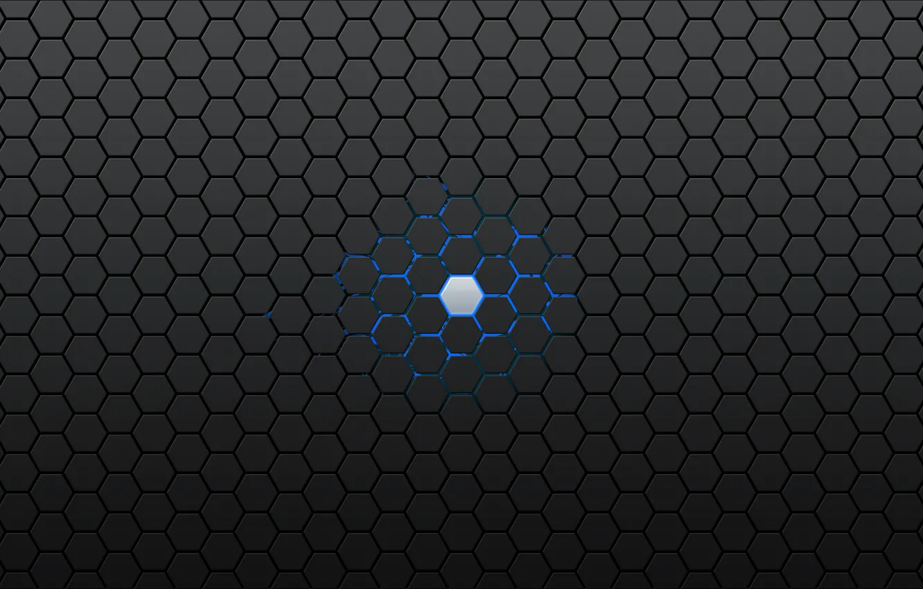 Photo wallpaper blue, grey, hexagon