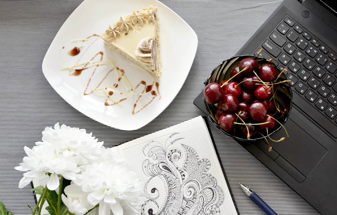 Photo wallpaper food, cake, cherry