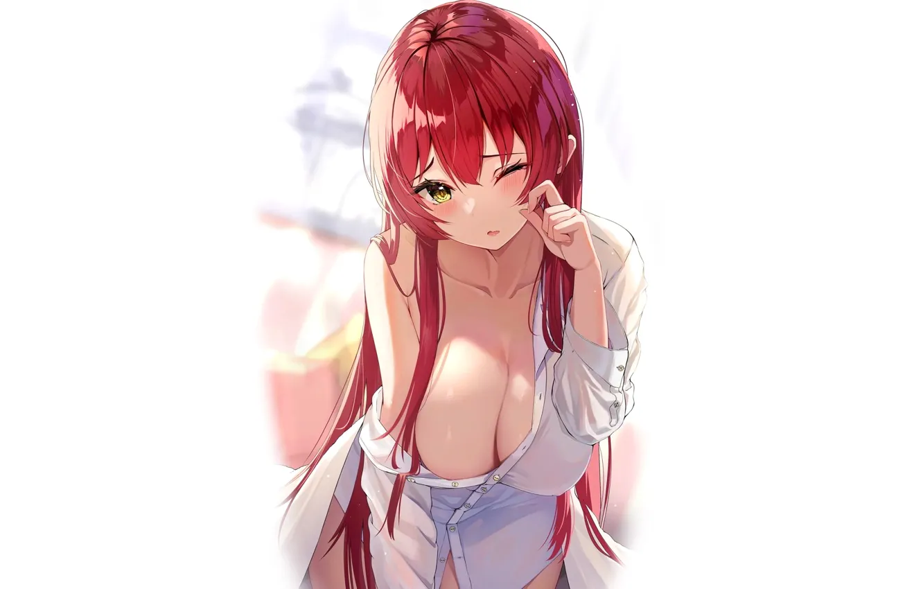 Photo wallpaper girl, hot, sexy, boobs, sexy girl, anime, redhead, breasts