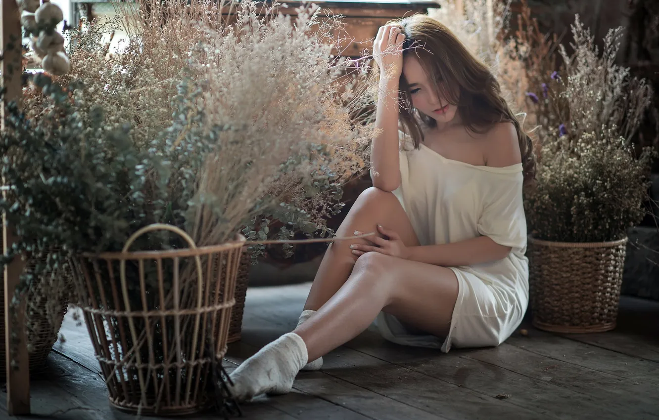 Photo wallpaper girl, pose, background