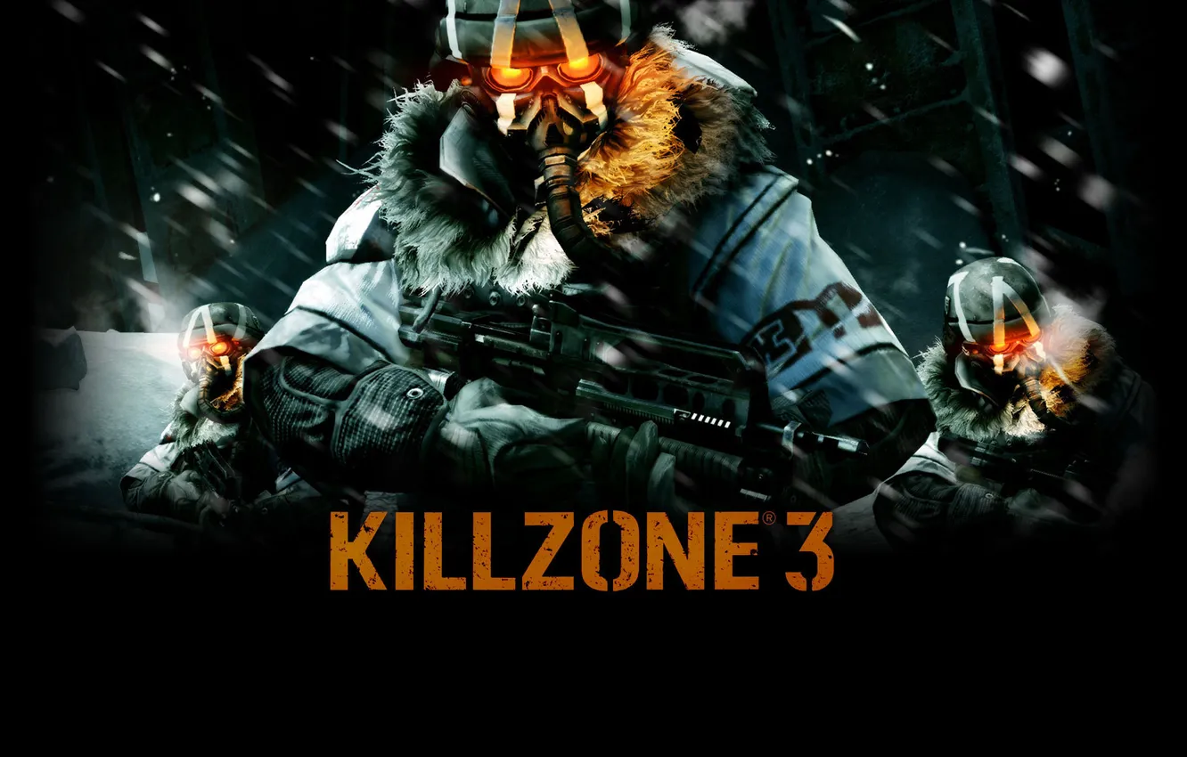 Photo wallpaper snow, weapons, mask, soldiers, Killzone 3