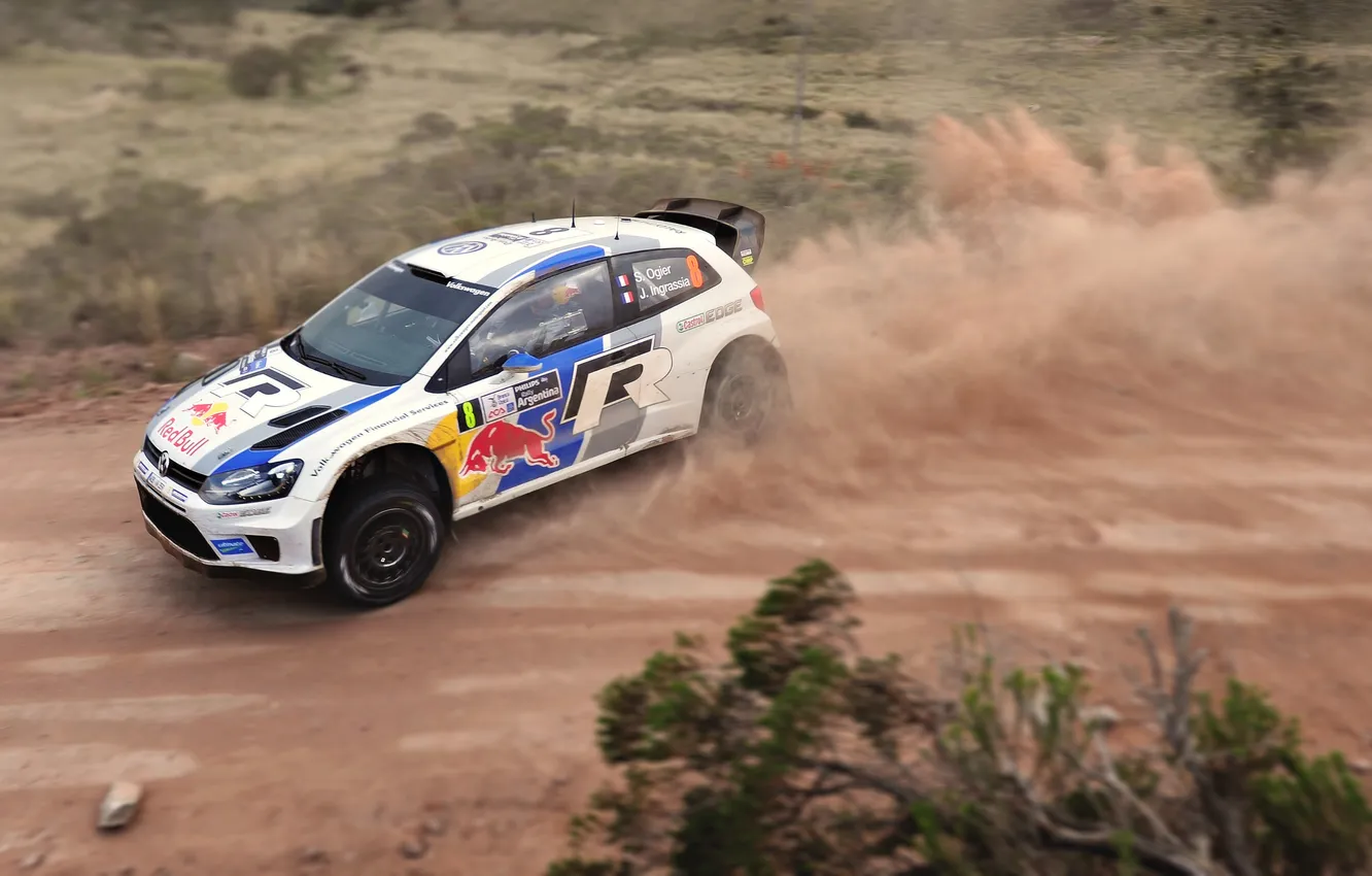 Photo wallpaper machine, auto, white, sport, speed, dust, Volkswagen, side view